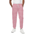 Pink Striped Pattern Print Cotton Sweatpants