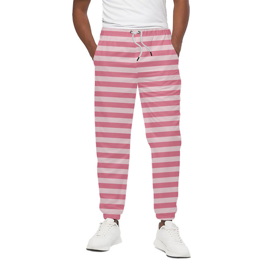 Pink Striped Pattern Print Cotton Pants
