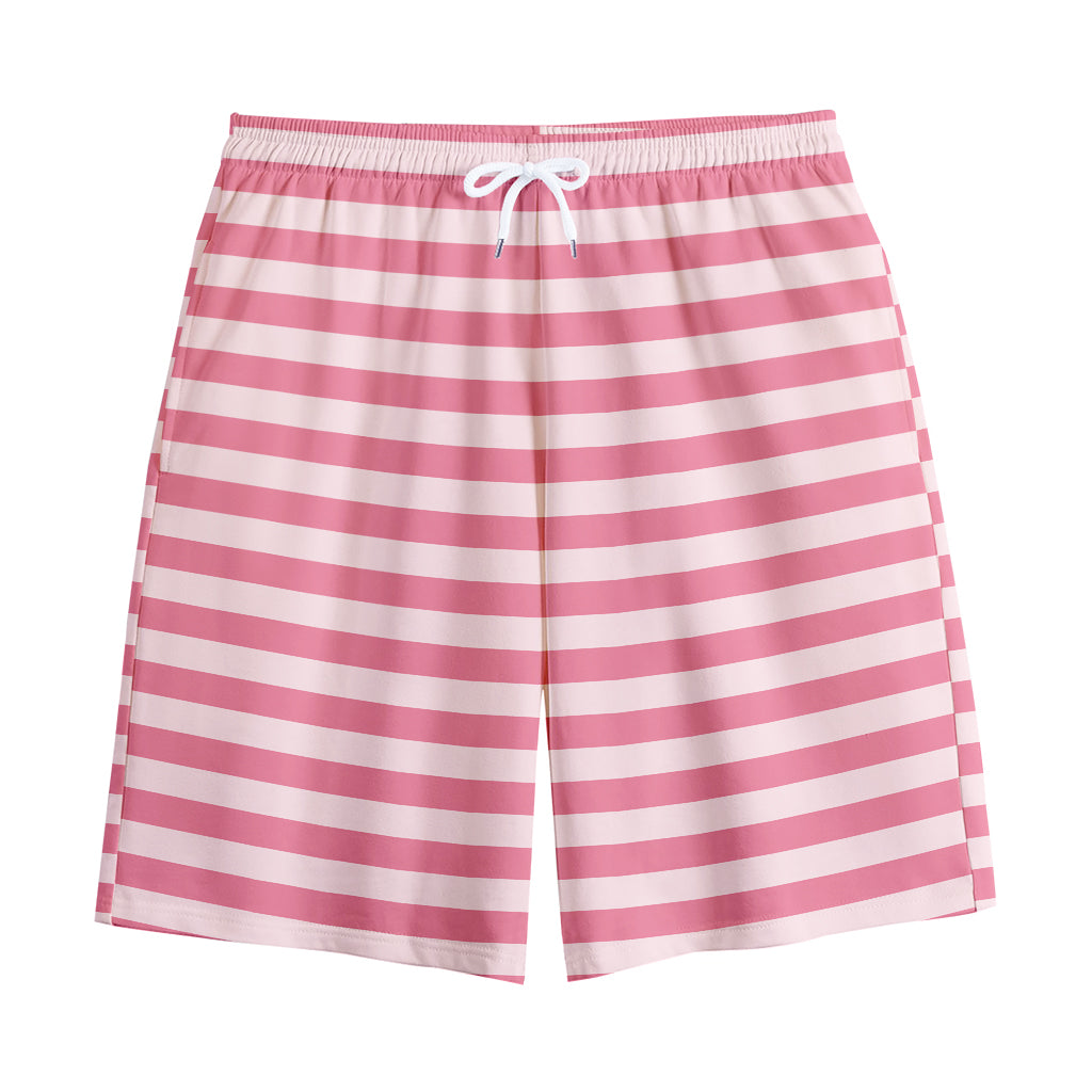Pink Striped Pattern Print Cotton Shorts