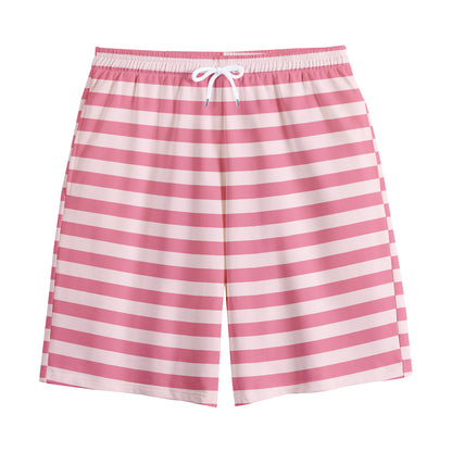 Pink Striped Pattern Print Cotton Shorts