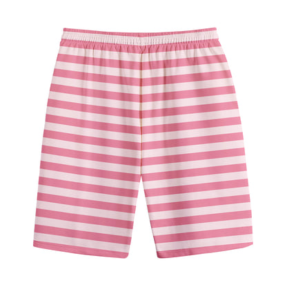 Pink Striped Pattern Print Cotton Shorts