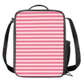 Pink Striped Pattern Print Crossbody Lunch Bag