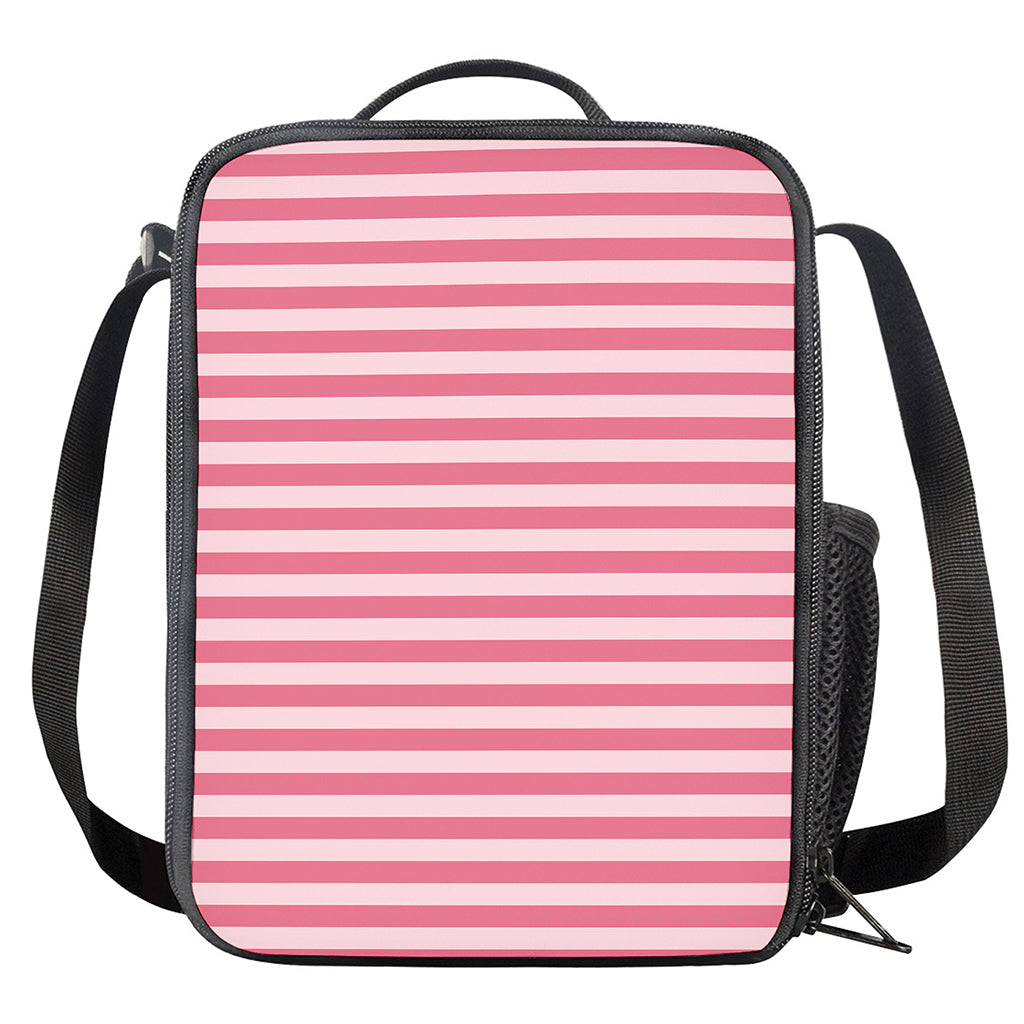 Pink Striped Pattern Print Crossbody Lunch Bag