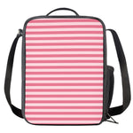 Pink Striped Pattern Print Crossbody Lunch Bag