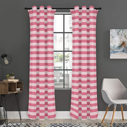 Pink Striped Pattern Print Curtain