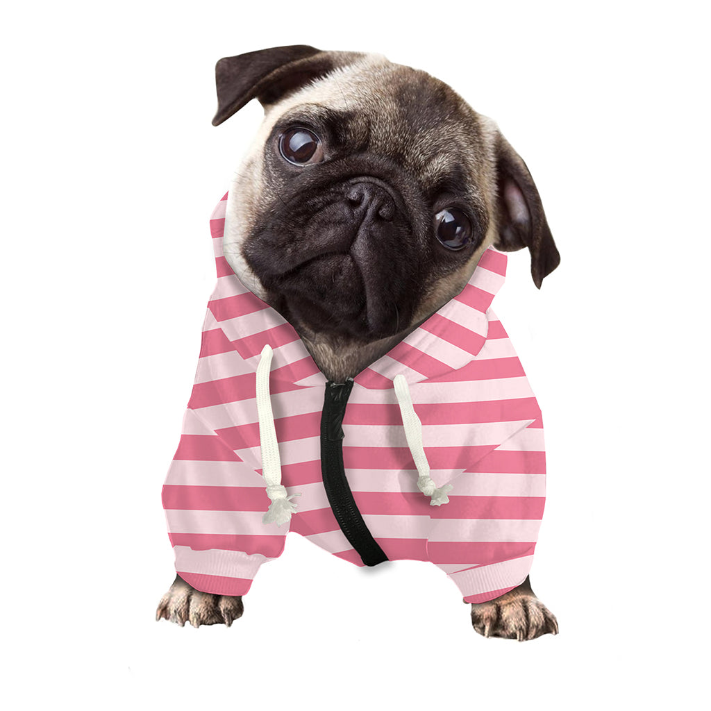 Pink Striped Pattern Print Dog Zip Up Hoodie