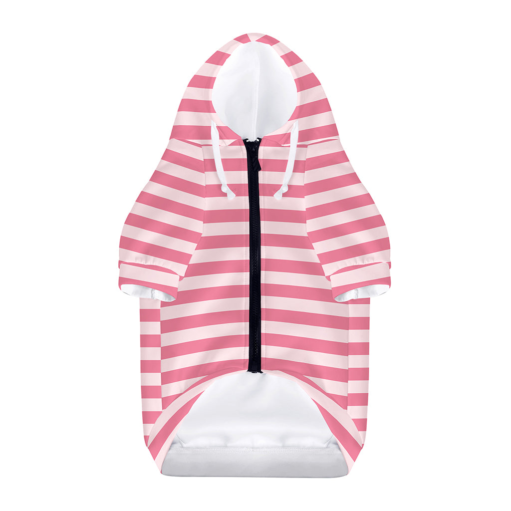 Pink Striped Pattern Print Dog Zip Up Hoodie
