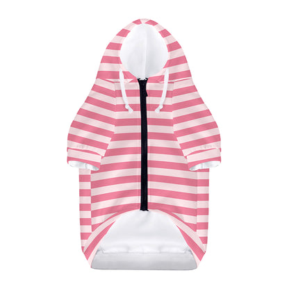 Pink Striped Pattern Print Dog Zip Up Hoodie