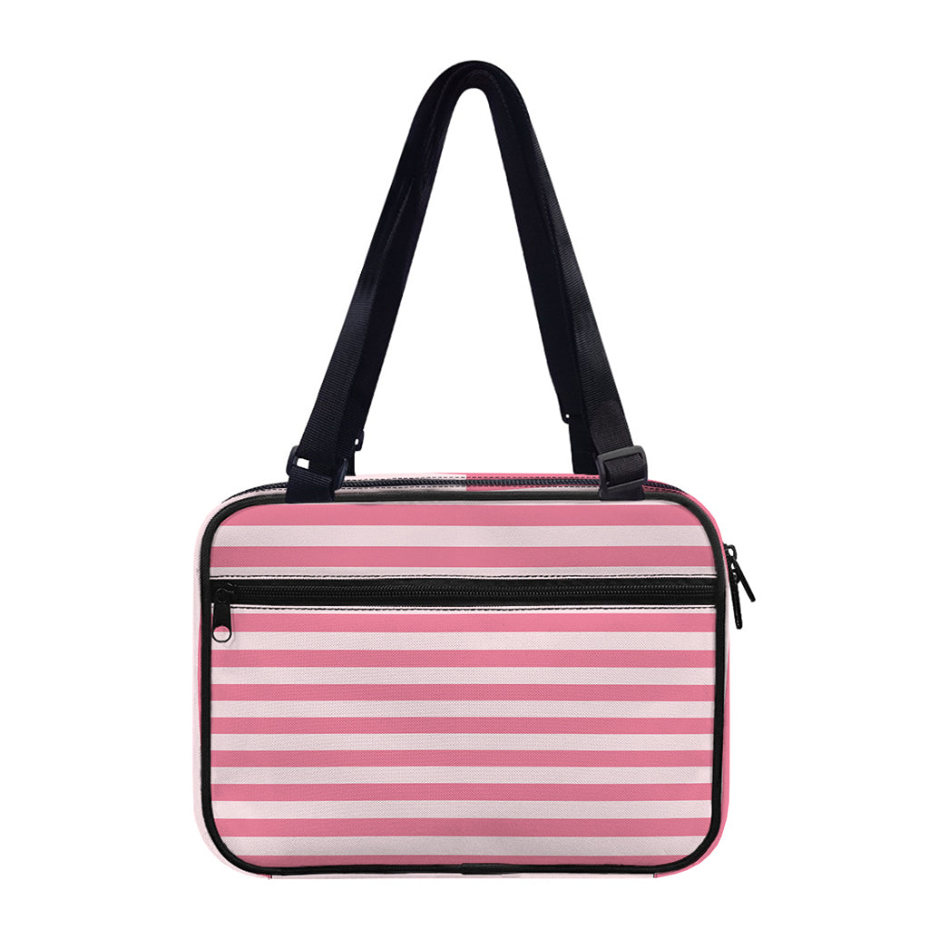 Pink Striped Pattern Print Double Strap Bible Bag