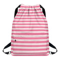 Pink Striped Pattern Print Drawstring Backpack