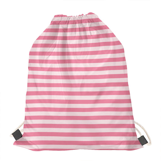 Pink Striped Pattern Print Drawstring Bag