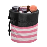 Pink Striped Pattern Print Drawstring Makeup Bag