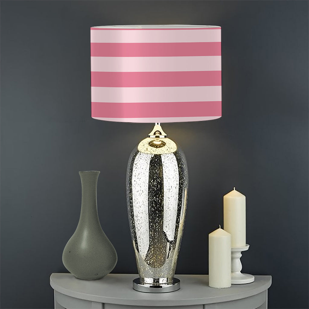 Pink Striped Pattern Print Drum Lamp Shade