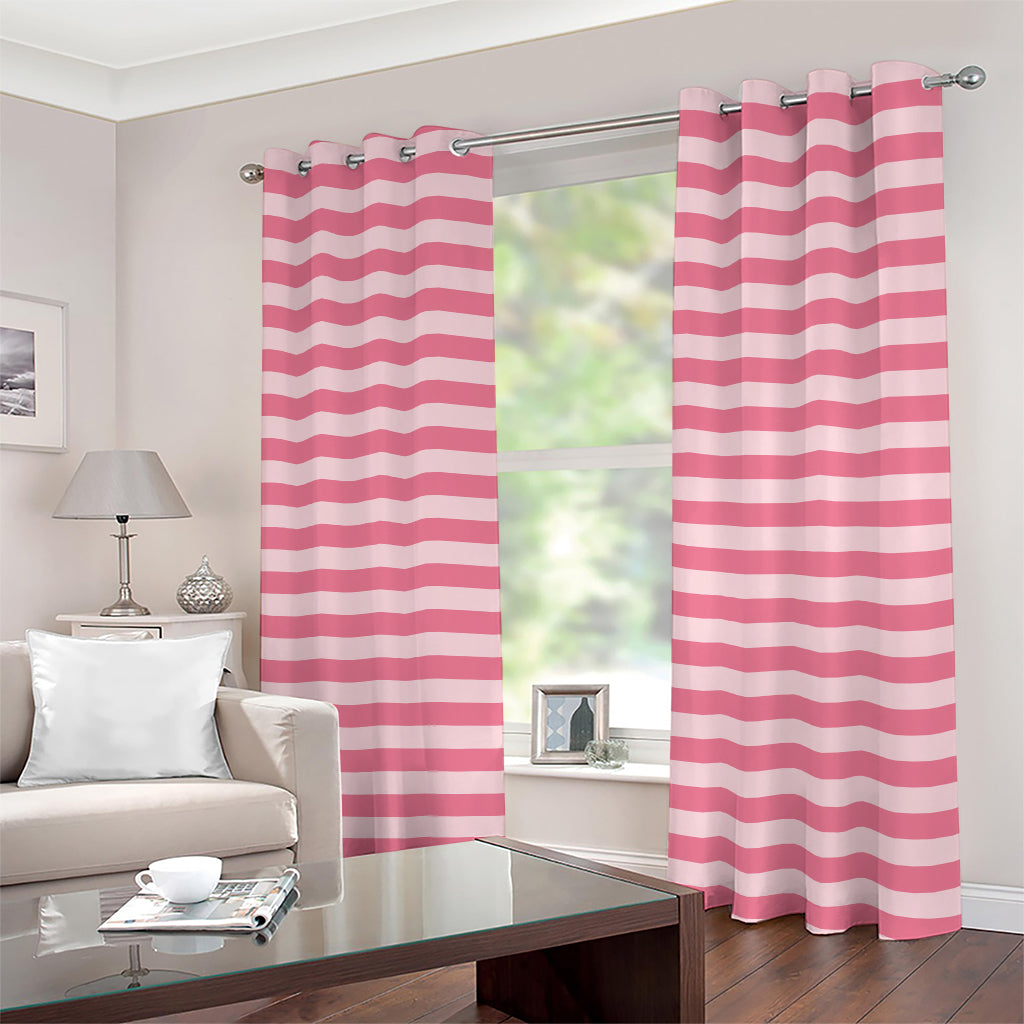 Pink Striped Pattern Print Extra Wide Grommet Curtains