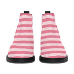 Pink Striped Pattern Print Flat Ankle Boots