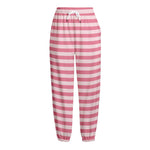 Pink Striped Pattern Print Fleece Lined Knit Pants