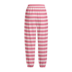 Pink Striped Pattern Print Fleece Lined Knit Pants