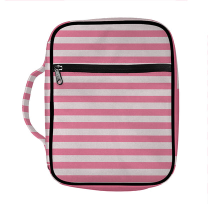 Pink Striped Pattern Print Front Pocket Bible Bag