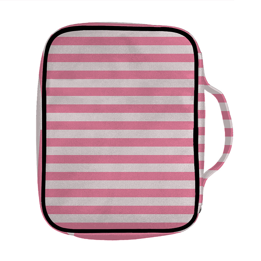 Pink Striped Pattern Print Front Pocket Bible Bag
