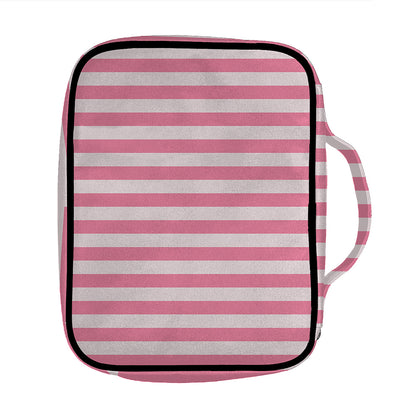 Pink Striped Pattern Print Front Pocket Bible Bag