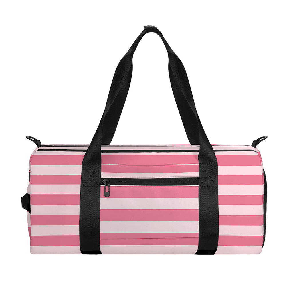 Pink Striped Pattern Print Gym Bag