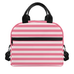 Pink Striped Pattern Print Insulated Lunch Bag