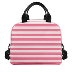 Pink Striped Pattern Print Insulated Lunch Bag