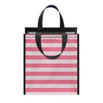 Pink Striped Pattern Print Insulated Lunch Tote