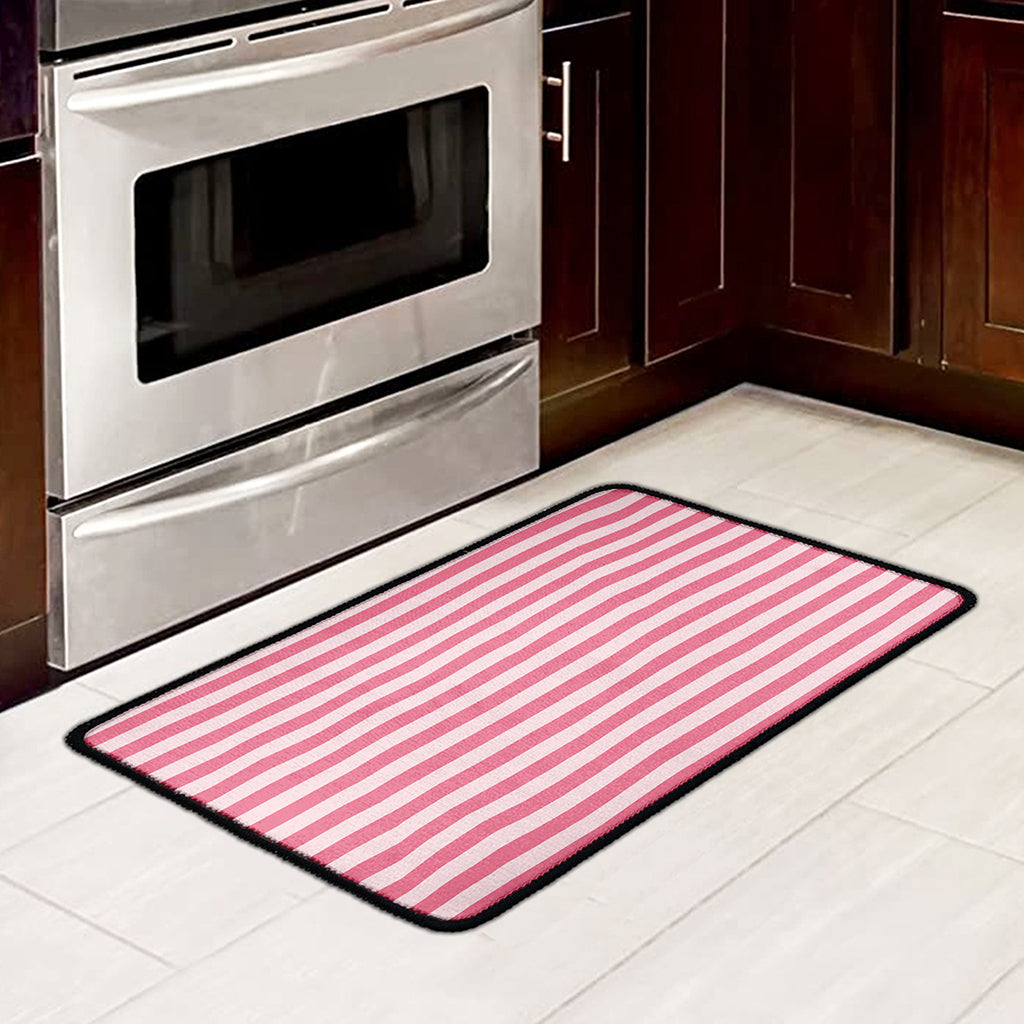 Pink Striped Pattern Print Kitchen Mat