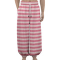 Pink Striped Pattern Print Lantern Pants