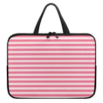 Pink Striped Pattern Print Laptop Sleeve With Handle