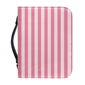 Pink Striped Pattern Print Leather Bible Cover
