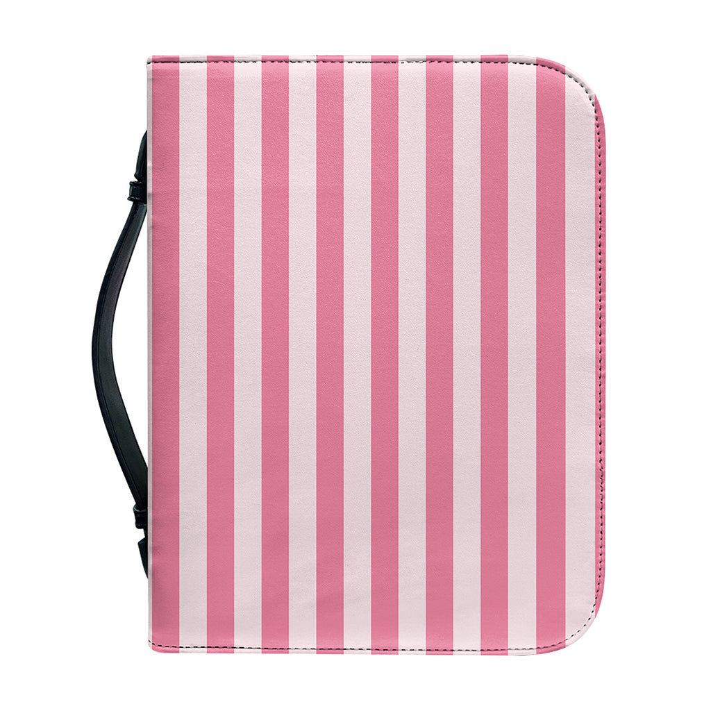 Pink Striped Pattern Print Leather Bible Cover