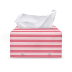 Pink Striped Pattern Print Leather Tissue Box Cover