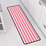 Pink Striped Pattern Print Long Kitchen Mat
