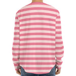 Pink Striped Pattern Print Long Sleeve Baseball Jersey