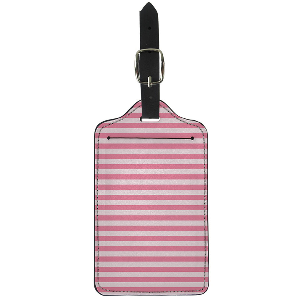 Pink Striped Pattern Print Luggage Tag