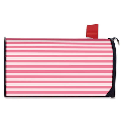 Pink Striped Pattern Print Mailbox Cover