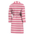 Pink Striped Pattern Print Men's Bathrobe