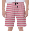 Pink Striped Pattern Print Men's Beach Shorts