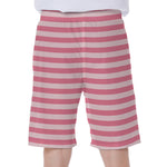 Pink Striped Pattern Print Men's Beach Shorts