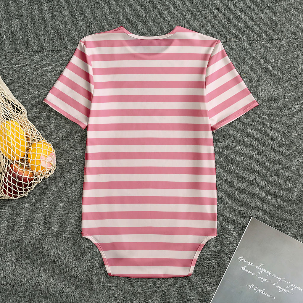 Pink Striped Pattern Print Men's Bodysuit