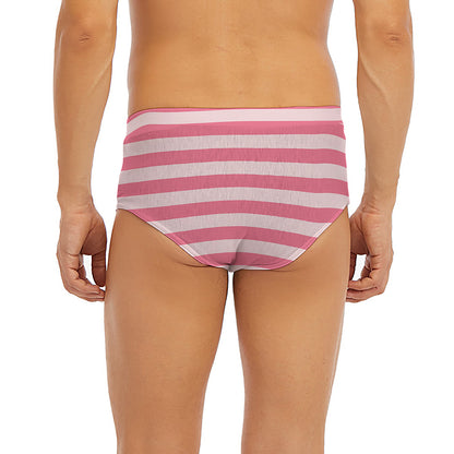 Pink Striped Pattern Print Men's Briefs