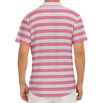 Pink Striped Pattern Print Men's Deep V-Neck Shirt