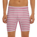 Pink Striped Pattern Print Men's Long Boxer Briefs