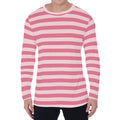 Pink Striped Pattern Print Men's Long Sleeve T-Shirt