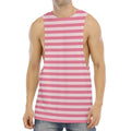 Pink Striped Pattern Print Men's Muscle Tank Top