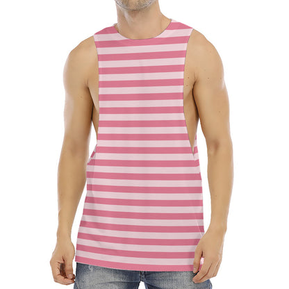 Pink Striped Pattern Print Men's Muscle Tank Top