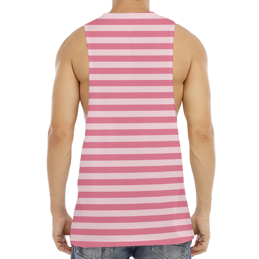 Pink Striped Pattern Print Men's Muscle Tank Top