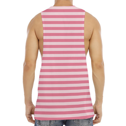 Pink Striped Pattern Print Men's Muscle Tank Top